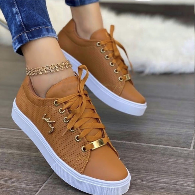 Women’s Flat Sneakers - Breathable Lace-Up Shoes - Evil Shop