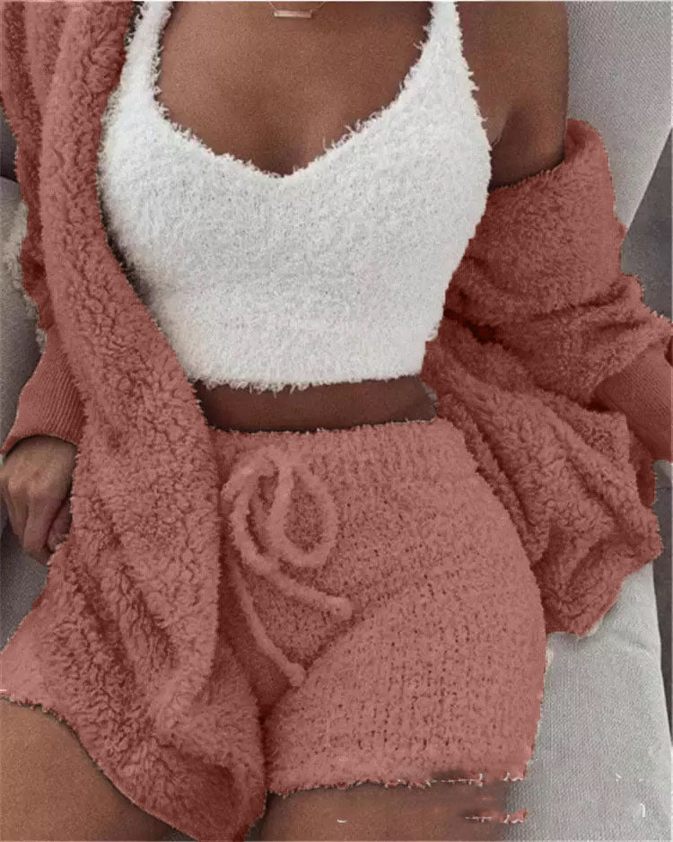 Women's 3-Piece Plush Loungewear Set - Evil Shop