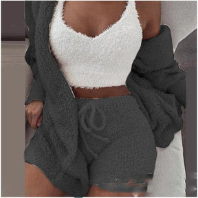 Women's 3-Piece Plush Loungewear Set - Evil Shop