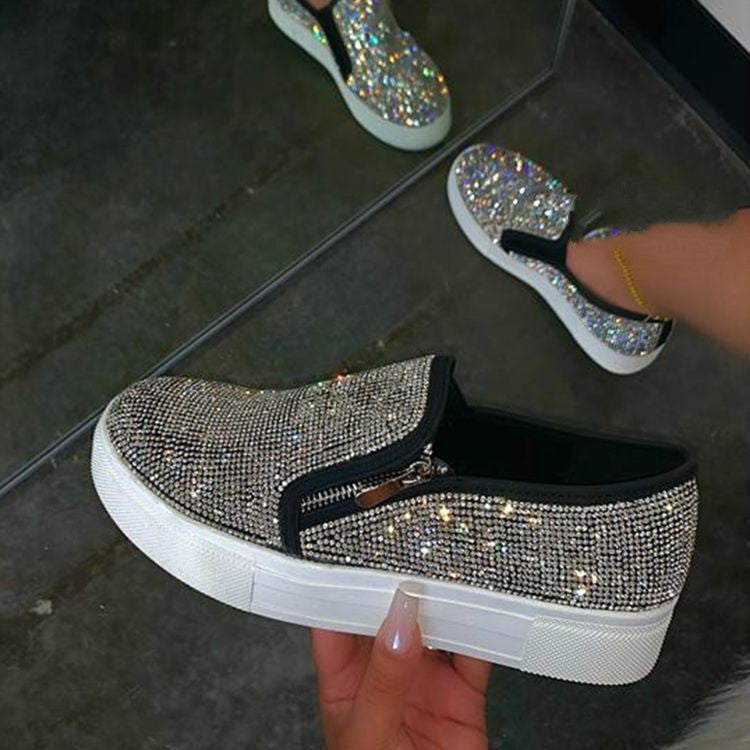 Large Size Rhinestone Flat Casual Single Shoes - One-Pedal Lazy Shoes - Evil Shop