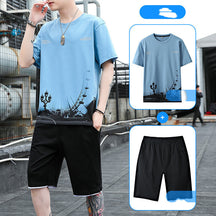 Men's Summer Cotton Sports Suit - Short Sleeve T-Shirt & Shorts - Evil Shop