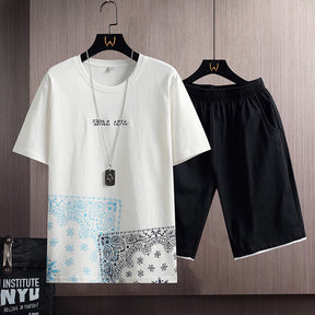 Men's Summer Cotton Sports Suit - Short Sleeve T-Shirt & Shorts - Evil Shop