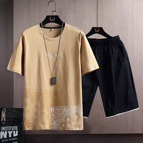 Men's Summer Cotton Sports Suit - Short Sleeve T-Shirt & Shorts - Evil Shop