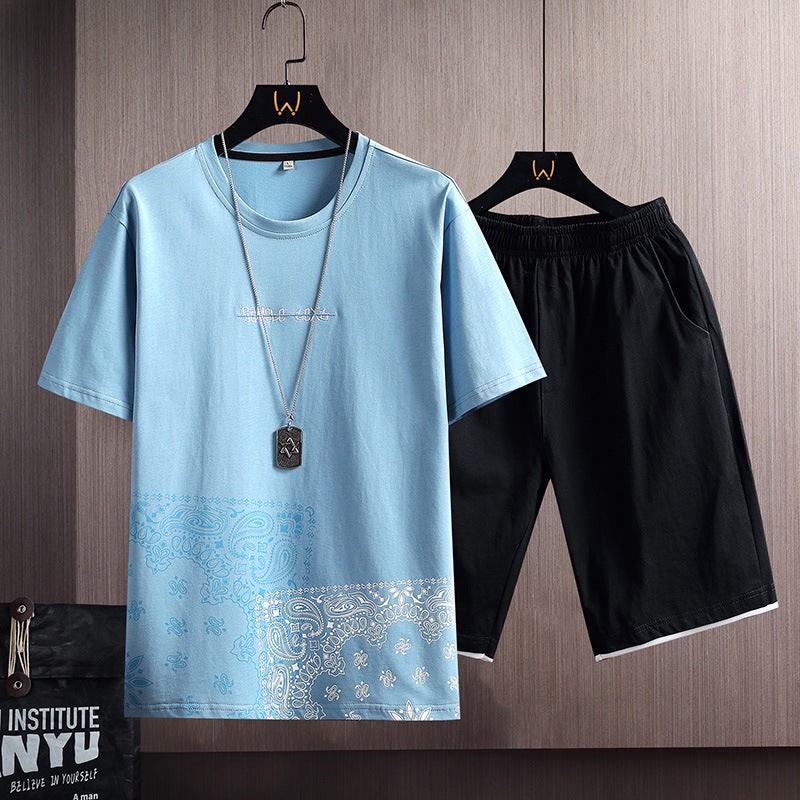 Men's Summer Cotton Sports Suit - Short Sleeve T-Shirt & Shorts - Evil Shop