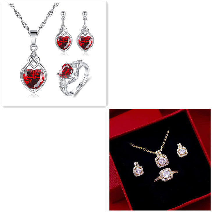 Fashion Jewelry Set Zircon Gem Pendant Chain Choker Necklace For Women - Evil Shop