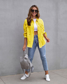 Women's Ripped Shirt Jacket - Casual Autumn & Spring Top - Evil Shop