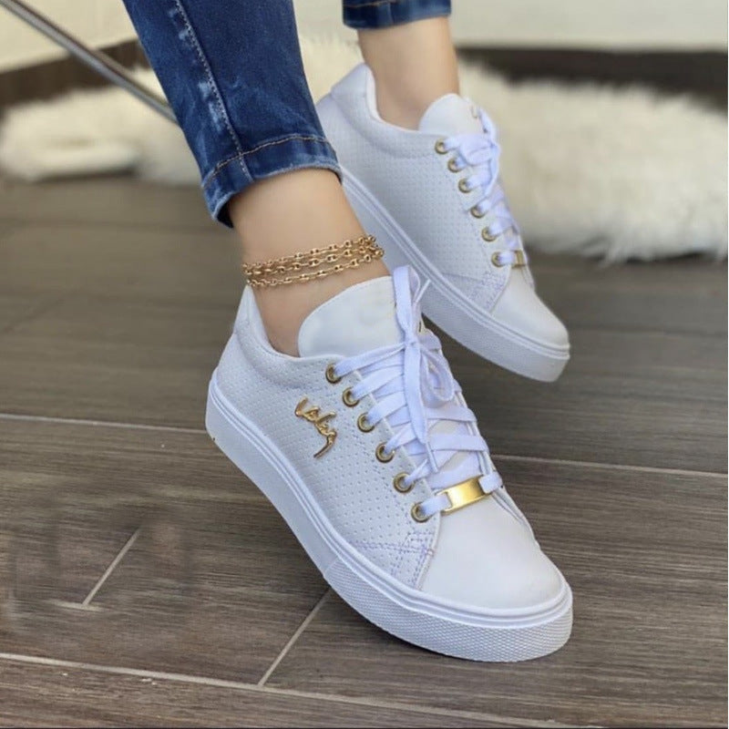 Women’s Flat Sneakers - Breathable Lace-Up Shoes - Evil Shop