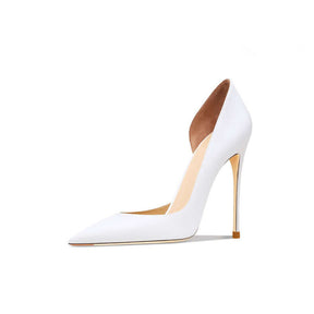 White Pointed Toe Hollow-Out High Heels - Evil Shop