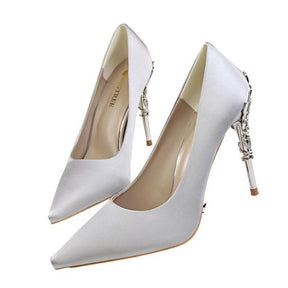 Fashion Women’s Metal-Engraved Elegant Wedding Shoes - 10cm Plating Heel - Evil Shop