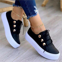 Lace-Up Flats Sneakers for Women - Rivet Casual Shoes - Evil Shop