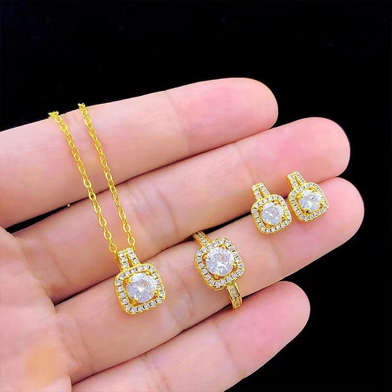 Fashion Jewelry Set Zircon Gem Pendant Chain Choker Necklace For Women - Evil Shop