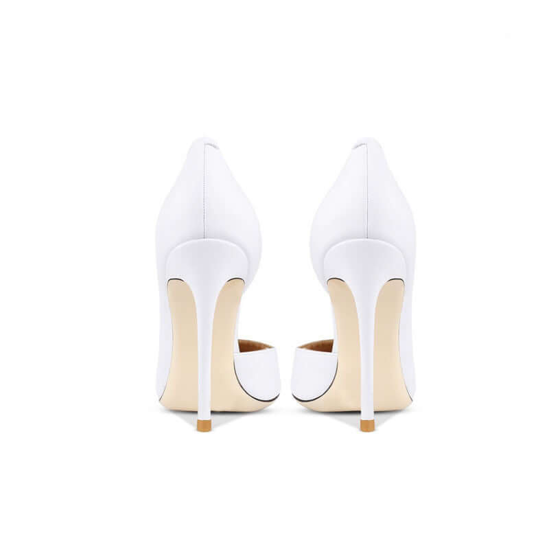 White Pointed Toe Hollow-Out High Heels - Evil Shop