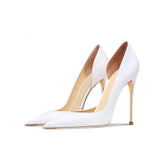 White Pointed Toe Hollow-Out High Heels - Evil Shop