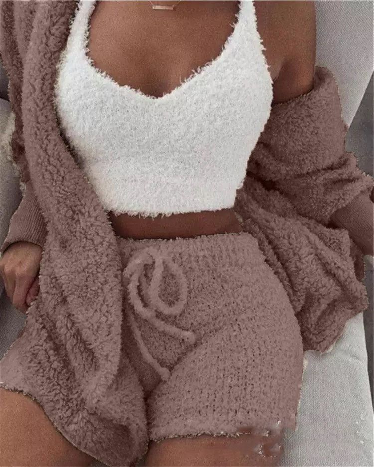 Women's 3-Piece Plush Loungewear Set - Evil Shop