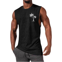 Men's Coconut Tree Embroidery Beach Tank Top - Summer Workout & Fitness - Evil Shop