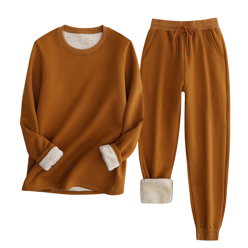 European & American Lambswool Sweatshirt and Sweatpants Set - Evil Shop