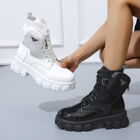 Fashion Mid-Calf Platform Martin Boots with Pocket - Evil Shop