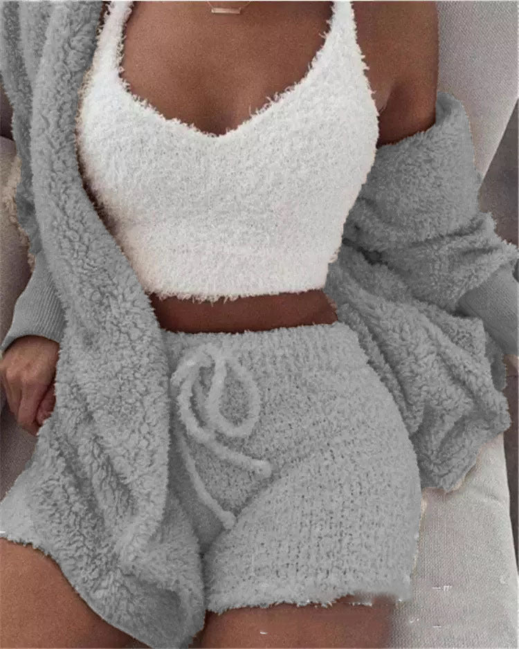 Women's 3-Piece Plush Loungewear Set - Evil Shop