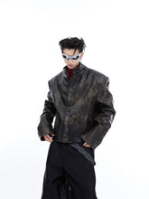 Men's Stand Collar Short Motorcycle Jacket - Evil Shop