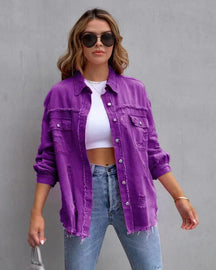 Women's Ripped Shirt Jacket - Casual Autumn & Spring Top - Evil Shop