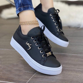 Women’s Flat Sneakers - Breathable Lace-Up Shoes - Evil Shop