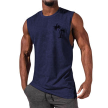 Men's Coconut Tree Embroidery Beach Tank Top - Summer Workout & Fitness - Evil Shop