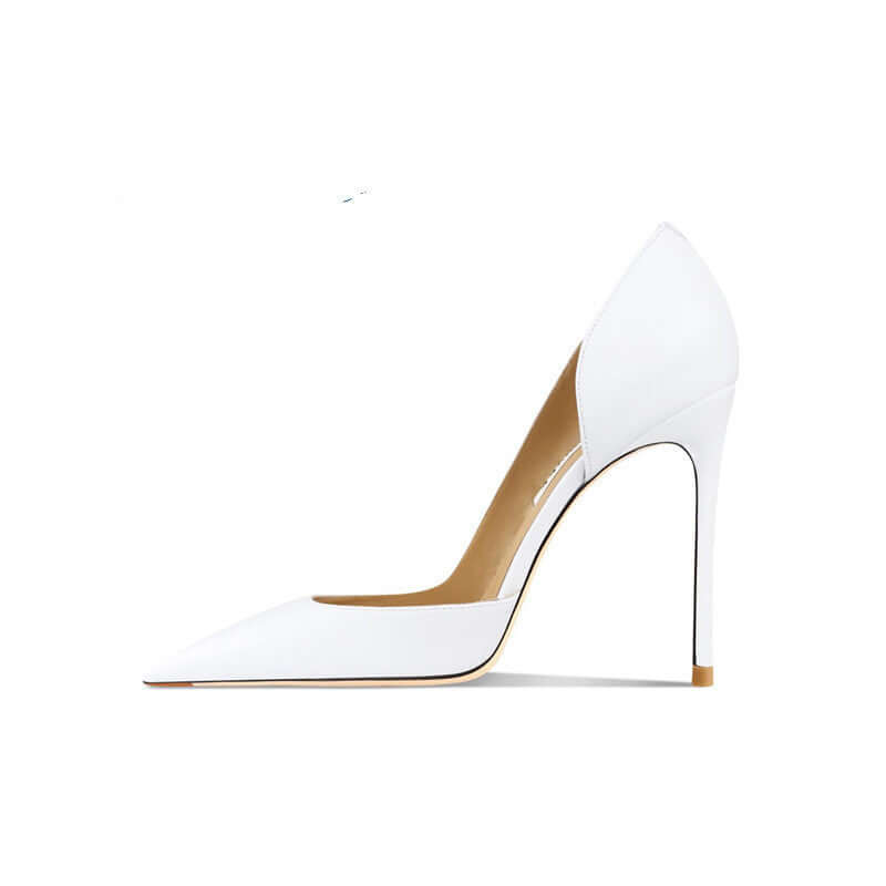 White Pointed Toe Hollow-Out High Heels - Evil Shop